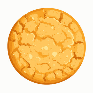 Golden Brown Crumbled Cookie Isolated on White Background Detail Close Up