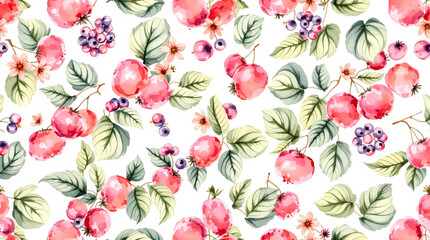 Soft watercolor berries with natural tones, creating a light and refreshing botanical composition © Paint