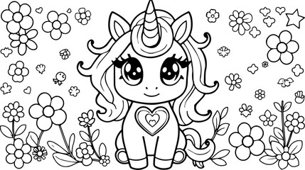 Printable Unicorn Coloring Page,
Cute Unicorn Coloring Sheet,
Unicorn Outline for Coloring,