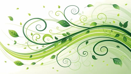 Green floral swirls and leaves nature