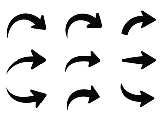 A Set of simple black arrow icons on a white background