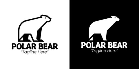 Elegant Black and White Polar Bear Logo for Environmental and Wildlife Branding
