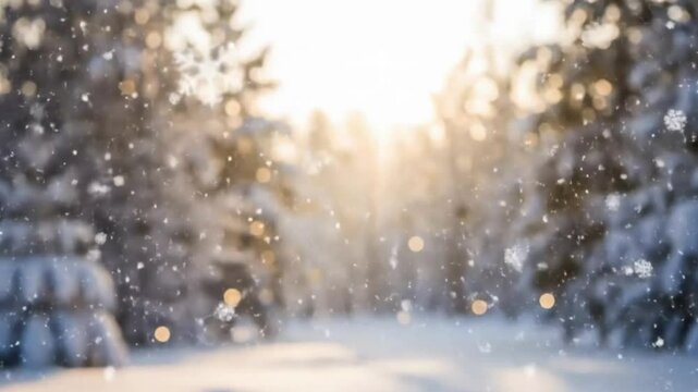 Magical Winter Wonderland Sunlit Snowfall in a Snowy Forest