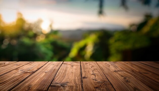 empty wooden table to display products front of blurred coffee background beautiful design packshot