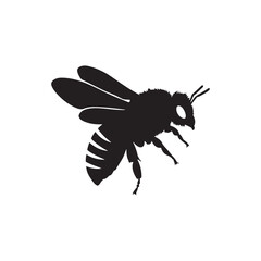 Honey bee silhouette on white background