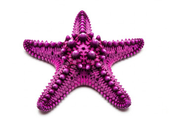 Vibrant Purple Starfish on White Background