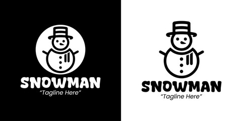 Black and White Snowman Logo for Winter Event Branding and Holiday Promotions
