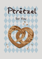 Bakery Aesthetic Poster with Pretzel Modern Vintage Style A3 Vertical Format Vector