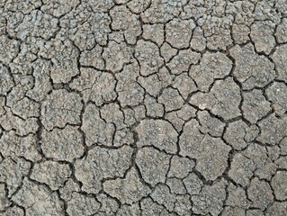 Close up dry and cracked soil surface texure background 