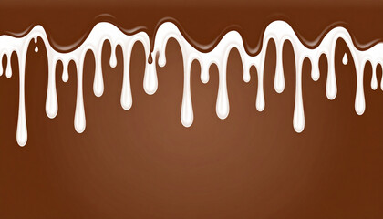 White liquid dripping on brown background creates smooth and creamy texture with delicious and inviting appearance in this abstract food design