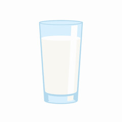 Pixelated Glass of Fresh White Milk Isolated on White Background in Minimalist Style