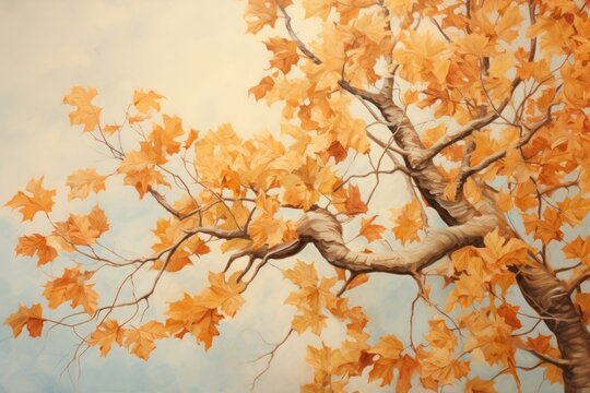 Top view of maple tree backgrounds painting plant.