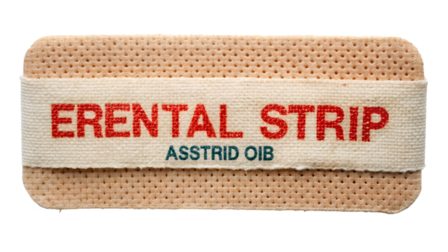 A sterile adhesive bandage strip is ready for first aid to protect a minor wound isolated on transparent background