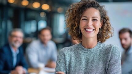 Woman clapping hands in a team meeting with bright expressions