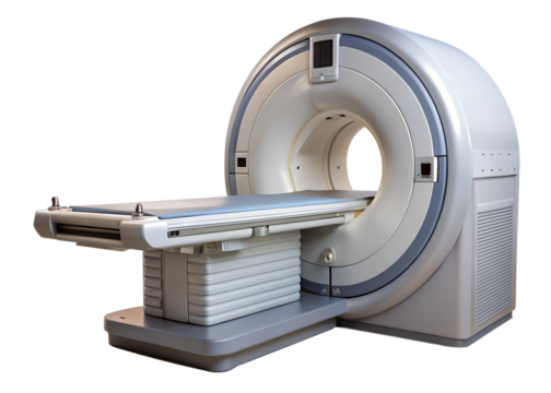 A modern mri scanner stands ready for diagnostic imaging in a clinical setting, representing advanced medical technology isolated on transparent background