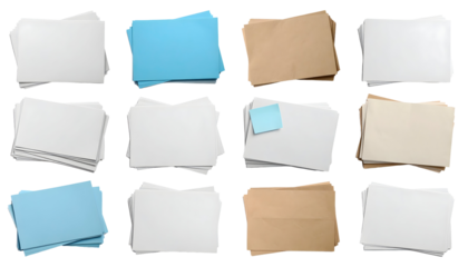 Assorted Stacks of Blank Paper and Note Paper