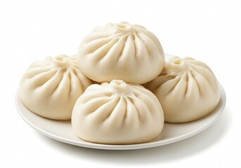 Steamed buns&nbsp;on a Plate&nbsp;on white background 