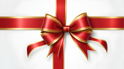 Elegant red ribbon with a perfectly tied satin bow featuring smooth texture and glossy finish isolated on white background