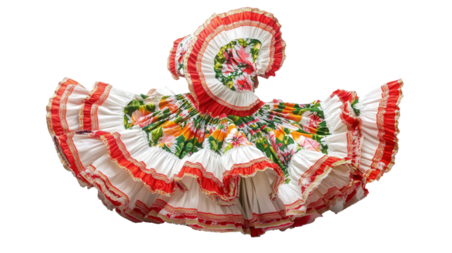 Dominican traditional merengue dance dress background isolated on a Transparent background, PNG file.