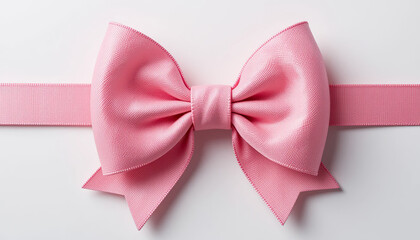 Decorative pink bow with ribbon on white background. Design element with space for text, suitable for cards, Valentine's Day, Birthday, weddings and congratulations, advertising and creating a festive