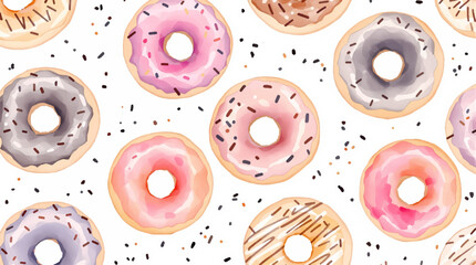 seamless pattern with donuts watercolor