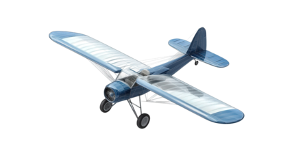 Glider plane with transparent wings, background isolated on a Transparent background, PNG file.