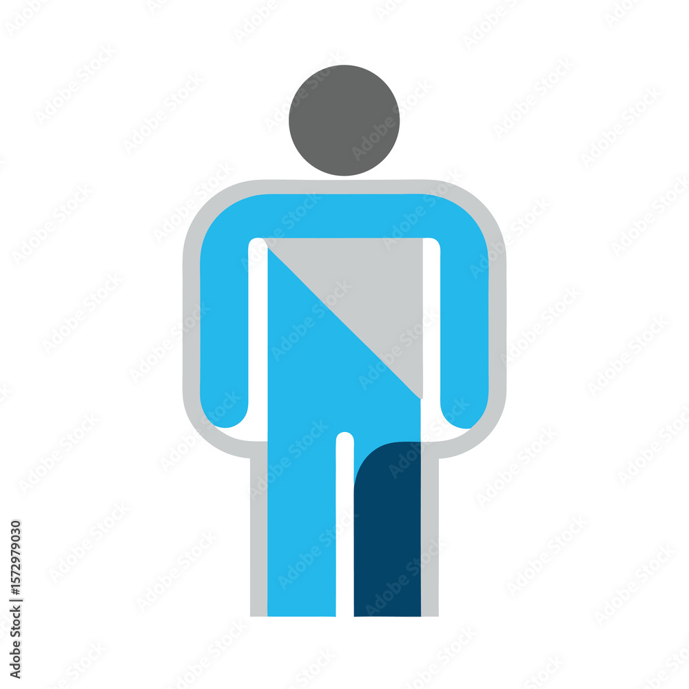 Poster abstract human figure icon with blue and gray color scheme simple design