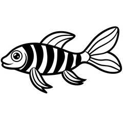 Zebrafish Sketch Vector in Monoline Style