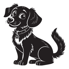 Cute Dog Vector illustration line art Drawing black and white