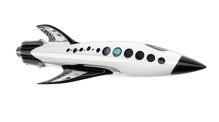 Commercial spacecraft designed for space tourism, complete with passenger windows, background isolated on a Transparent background, PNG file.