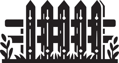 Simple black silhouette of a wooden fence