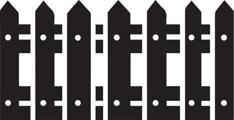 Simple black silhouette of a wooden fence