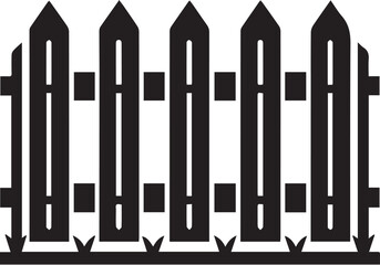 Simple black silhouette of a wooden fence