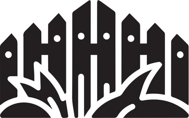 Simple black silhouette of a wooden fence