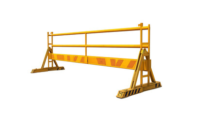 Construction site safety barrier with stand background isolated on a Transparent background, PNG file.