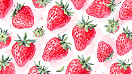 Watercolor seamless pattern with strawberries © Paint