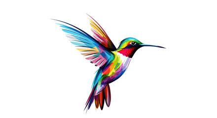 Vibrant Hummingbird Illustration, Nature Art, Colorful Design, Digital Creation, Isolated Background, Artistic Perspective, Wildlife Concept