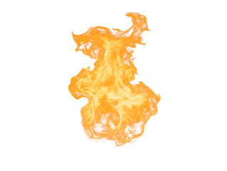 Isolated dynamic flame on white background