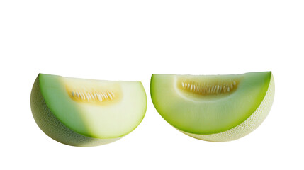 Honeydew melon cut in half background isolated on a Transparent background, PNG file.