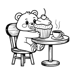 cartoon illustration of a waiter holding a tray with food