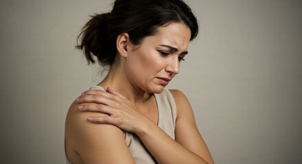 Naklejka premium Young Woman Struggling with Body Aches at Home