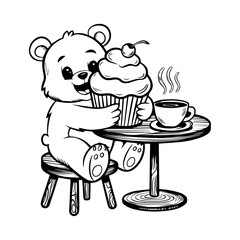 teddy bear with a cup of tea