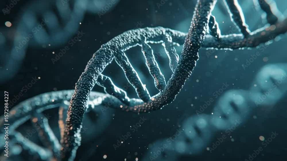 Poster exploring the intricate structure of dna in a captivating close-up generative ai