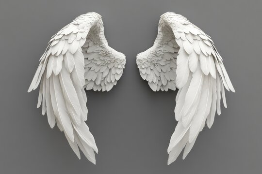 Elegant white angel wings displayed