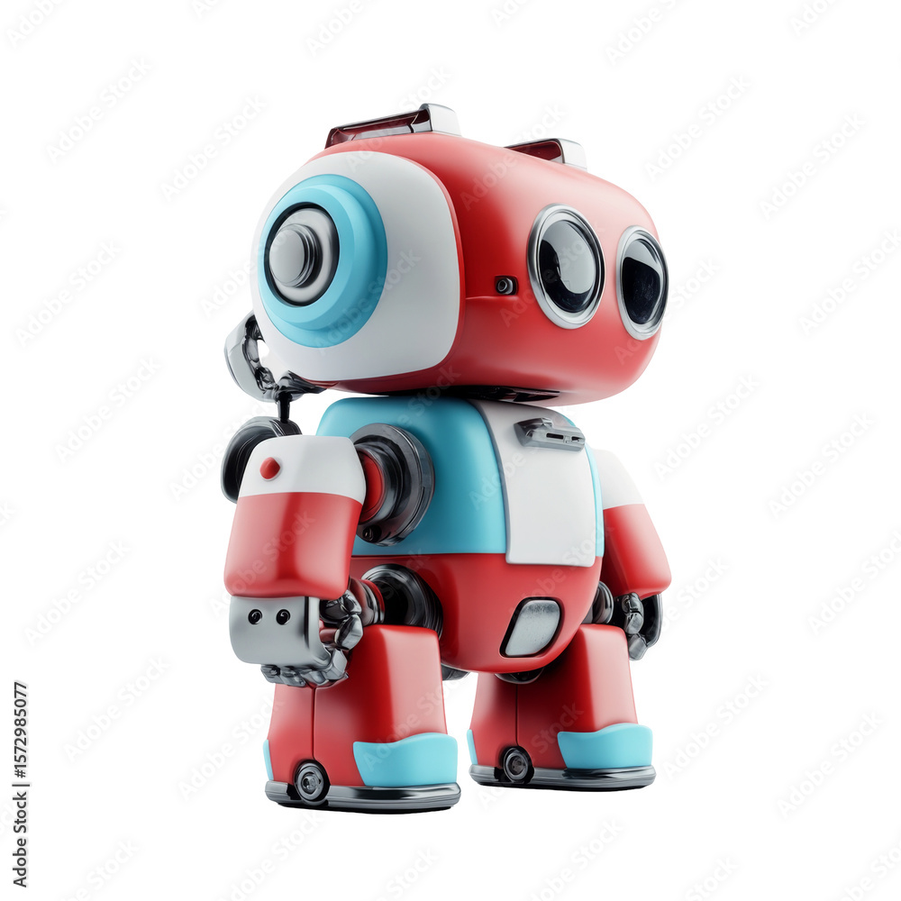 Aufkleber small colorful toy robot with large round eyes and simple shapes
