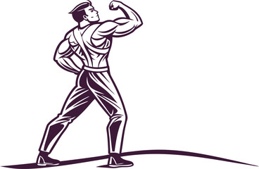 Obraz premium Silhouette of a young man dancing vector illustration with sport and warrior elements