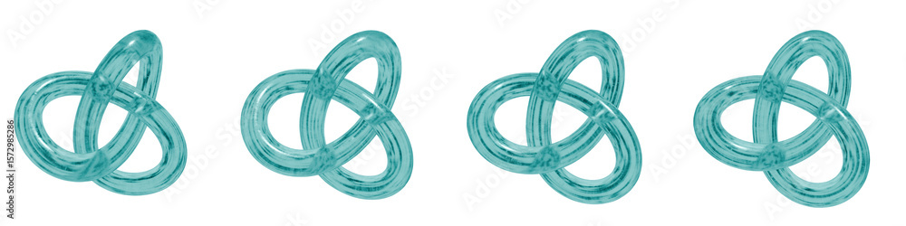Poster set of 4 3d objects blue frosted ice isolated on a transparent background. object index 44. transpar