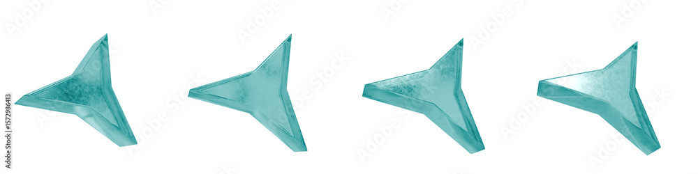 Poster set of 4 3d objects blue frosted ice isolated on a transparent background. object index 51. transpar