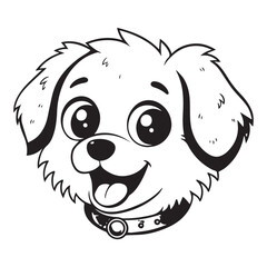 Cute Dog Vector illustration line art Drawing black and white