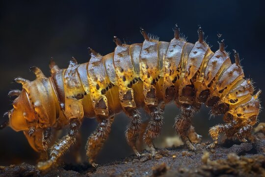 Larvae of Zophobas morio exhibit unique features while moving on substrate, Larvae of the darkling beetle species Zophobas morio, also known as Giant Mealworms or Superworms